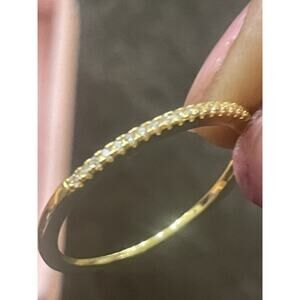 Blush & Bar Pavé Band Ring 925 Sterling Silver Gold Plated Size 9